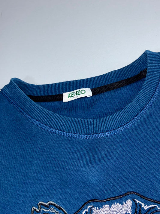 Kenzo Paris | Tiger Logo Crewneck Sweatshirt | Teal Blue (S)