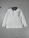 Adidas White Long Sleeve Polo, Heather Grey Collar (2XL)
