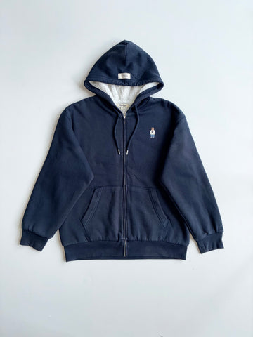Steve Bear Who.A.U California Navy Sherpa-Lined Zip Hoodie – Embroidered Bear (XL)