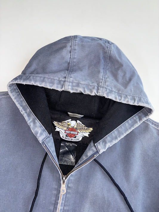 Vintage 2009 Harley-Davidson MotorClothes Faded Canvas Hooded Work Jacket(2Xl/3Xl)