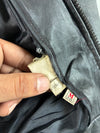 Vintage Loma Black Leather Bomber Jacket with Epaulettes (S)
