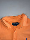 Ralph Lauren Short Sleeve Button-Up Shirt Blue Pony Logo Custom Fit Peach Orange (XL/2XL)
