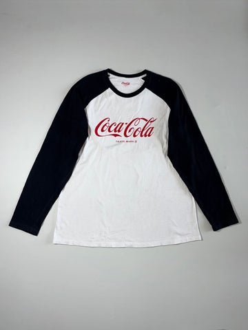 Coca-Cola Classic Logo Raglan Long Sleeve T-Shirt – Black & White (XL)