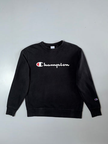 Champion Black Script Logo Crewneck Sweatshirt  Size (M)