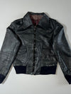 Vintage | Black Leather Bomber Jacket (S)