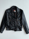 Free-Way Vintage Black Leather Multi-Zip Belted Biker Jacket (M)