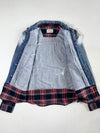 Vintage Buckaroo Distressed Denim Jacket With Plaid Layers (L)
