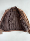 Torriani Distressed Brown Leather Bomber Jacket with Panel Stitching (L/XL)