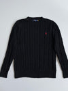 Polo Ralph Lauren Black Cable Knit Crewneck Sweater (L)