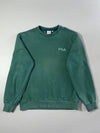 FILA Forest Green Crewneck Sweatshirt – Tonal Embroidered Logo (L)