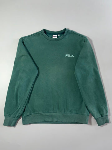 FILA Forest Green Crewneck Sweatshirt – Tonal Embroidered Logo (L)
