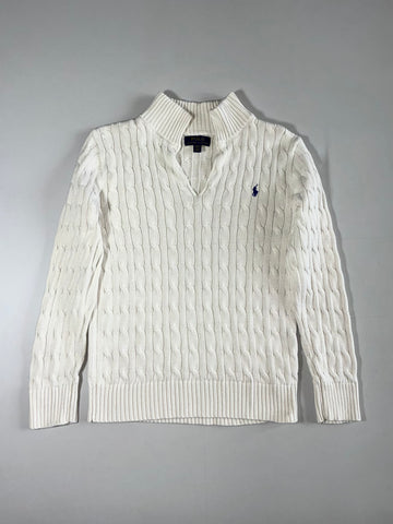 Polo Ralph Lauren | Cable Knit Split Neck Sweater Cream | (S)