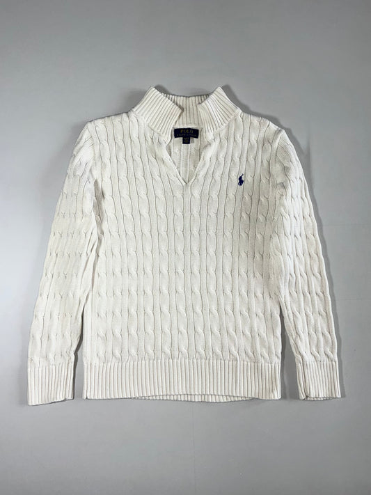 Polo Ralph Lauren | Cable Knit Split Neck Sweater Cream | (S)