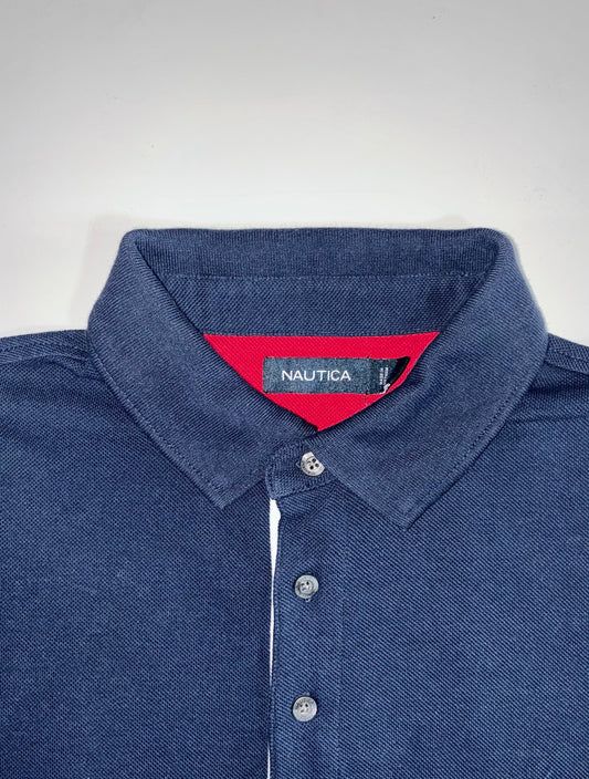 Nautica Navy Long Sleeve Polo Shirt (XL)