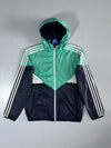 Adidas Originals Green, Navy & White Colorblock Hooded Windbreaker Size (M)