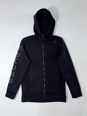 Spyder Black Knit Fleece Full-Zip Hoodie with Sleeve Spell-Out (S)