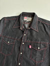 Vintage Rhino Ltd Black Denim Snap Shirt – Red Contrast Stitch Y2K (L)