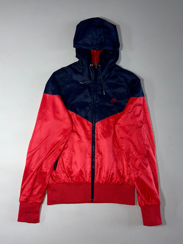 Nike Colourblock Windbreaker – Navy & Red Hooded Zip Jacket (S)