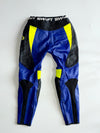 Vintage Swift Racing Two-Piece Leather Motorcycle Suit – Blue/Neon Yellow Knee Paded (M)  (W:35 | L:41)