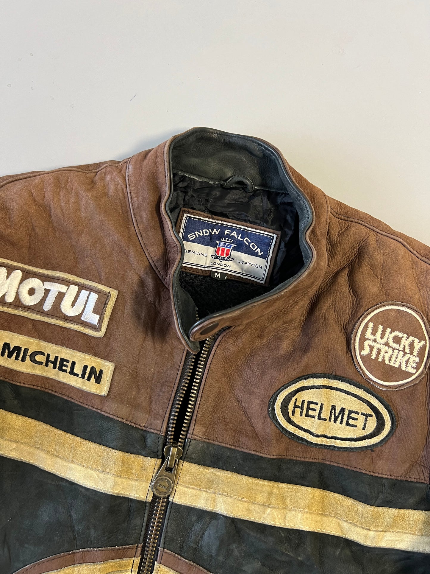 ZVintage Lucky Strike 90s (RARE FIND) Original Leather Jacket (M)