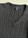 Tommy Hilfiger Black Cable Knit V-Neck Sweater (XS)