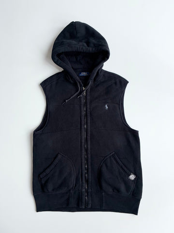 Polo Ralph Lauren Black Sleeveless Zip Hoodie Vest (M)