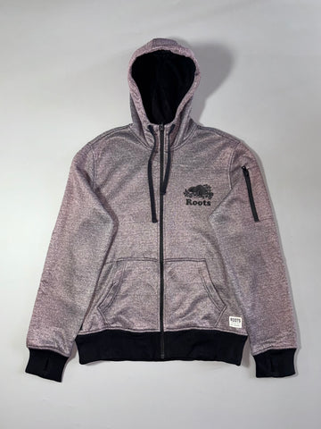 Roots Canada Athletics Heather Purple Fleece-Lined Zip Hoodie – (S/M)
