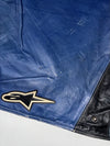 Alpinestars Blue & Black Genuine Leather Moto Racing Jacket Padded (M)