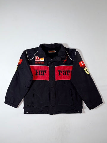 Vintage Ferrari F1 Style Black Red Embroidered Racing Jacket (XS/S)