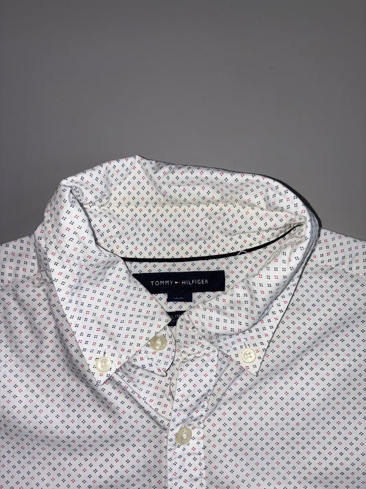 Tommy Hilfiger | Slim Fit Geo Print Short Sleeve Shirt | White (S)