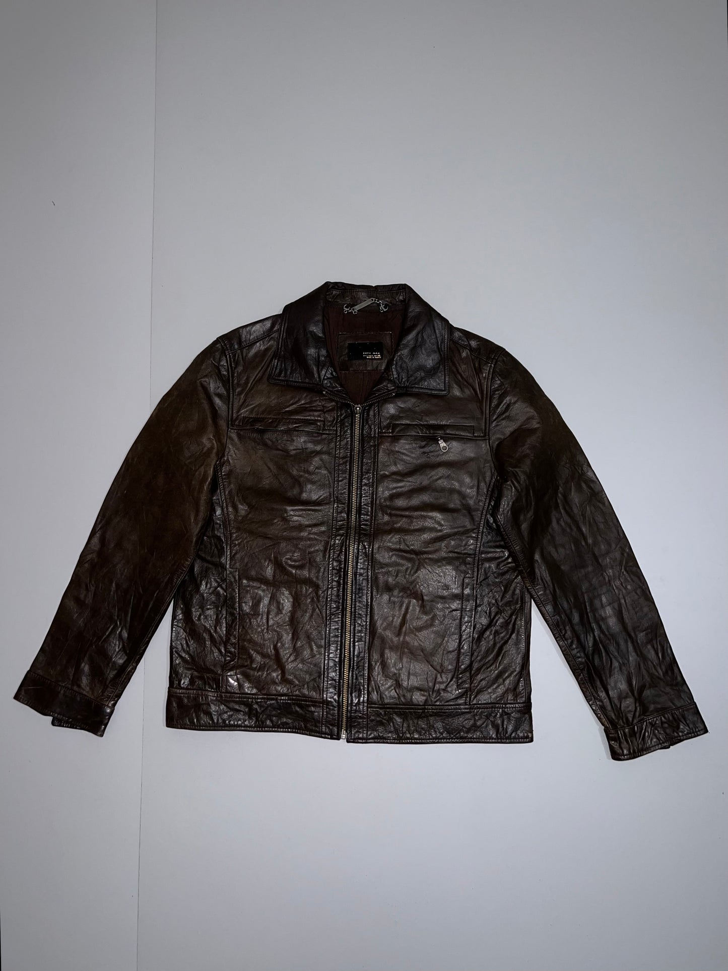Z Zara Man Original Leather Jacket Ultra premium(L)