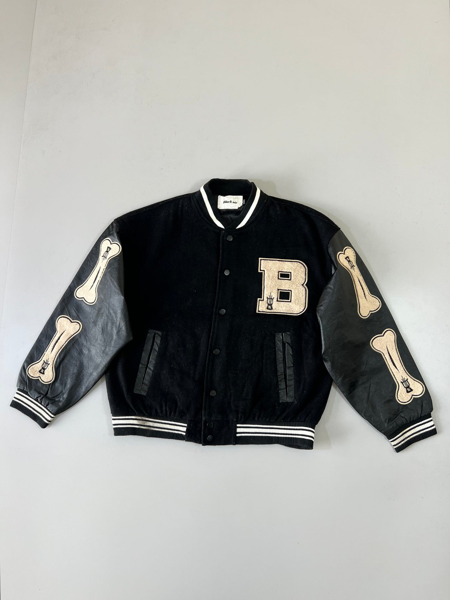 ZSuper Premium (RARE) Bones Varsity Jacket Original Leather Sleeves (M)