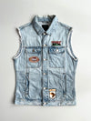 Bershka Light Wash Distressed Denim Vest – Vintage Patches | (S)