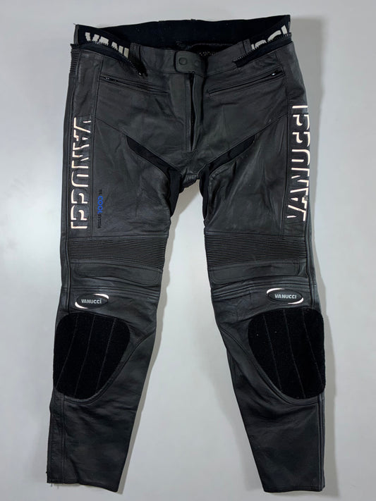 Vanucci Cool System Black Leather Racing Padded Pants (W:40|L:39)