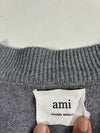Ami Paris Grey Melange Cardigan with Red Ami de Coeur Logo (XL)