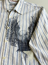 Vintage Guess Co. Eagle Print Striped Button Up Shirt (XL)