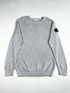 Stone Island Grey Ribbed Knit Raglan Crewneck Sweater (L)