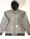 Vintage Carhartt Grey Pinstripe Hooded Active Work Jacket (M)