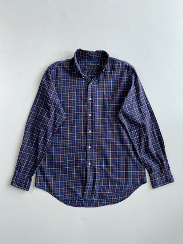 Ralph Lauren Navy Multi-Check Button(L)