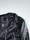 Vintage 90s Way of Life USA Flag Embroidered Leather Biker Jacket (L)
