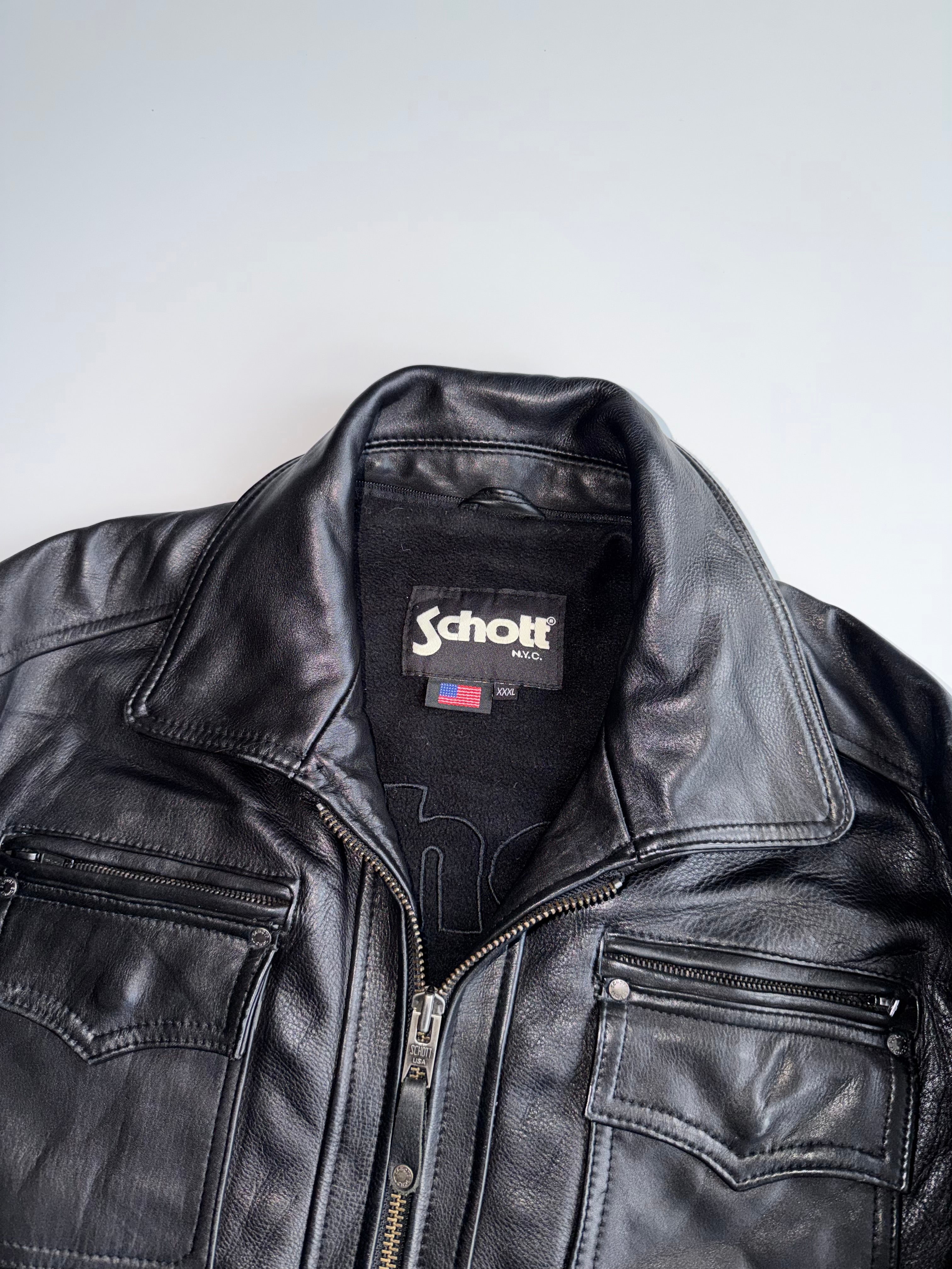 Schott N.Y.C. Cowhide Leather Trucker Jacket Made in USA, Genuine