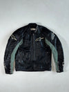 Alpinestars Black & Grey Cowhide Leather Racing Jacket – Perforated Moto Biker Padded (S)