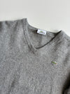 Lacoste Croc Logo Wool V-Neck Sweater – Grey (S)