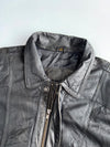Vintage Black Leather Bomber Jacket (M)