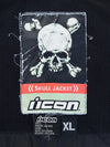 ICON Skull & Crossbones Black Leather Moto Jacket (XL)