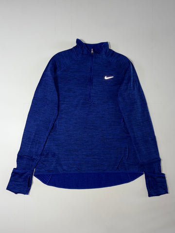 Nike Dri-FIT Thermal Half Zip Running Pullover with Thumbholes – Royal Blue (M)