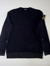 Stone Island Compass Badge Crewneck Knit Sweater with Strap Details – Black (M)