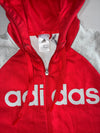 Adidas | Red Grey Colorblock Full Zip Hoodie | (L)