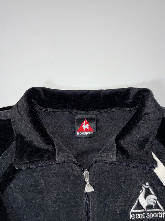 Le Coq Sportif Velour Track Jacket – Black, Vintage Style (S)