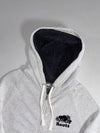 Roots Canada Heather Grey Zip-Up Hoodie with Beaver Logo & Charcoal Lined Hood (M)